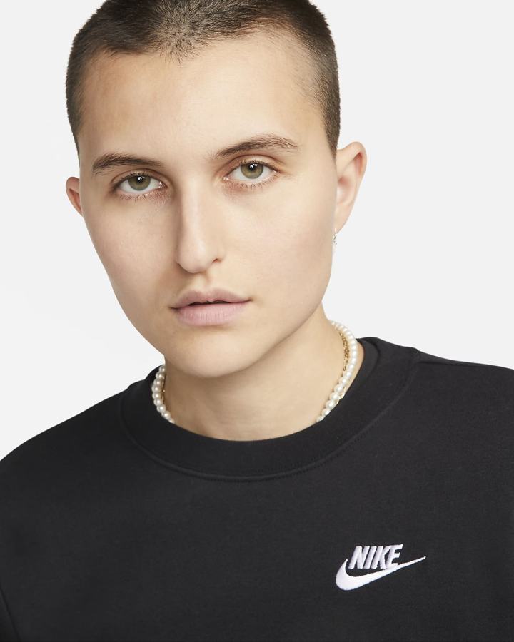 Nike Sportswear Club Fleece Crew-Neck Ženske Dukserice Crne Bijele | HR-58469BDNC