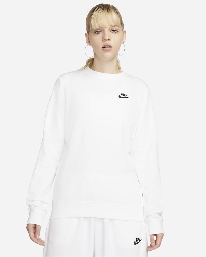 Nike Sportswear Club Fleece Crew-Neck Ženske Dukserice Bijele Crne | HR-62019INBO