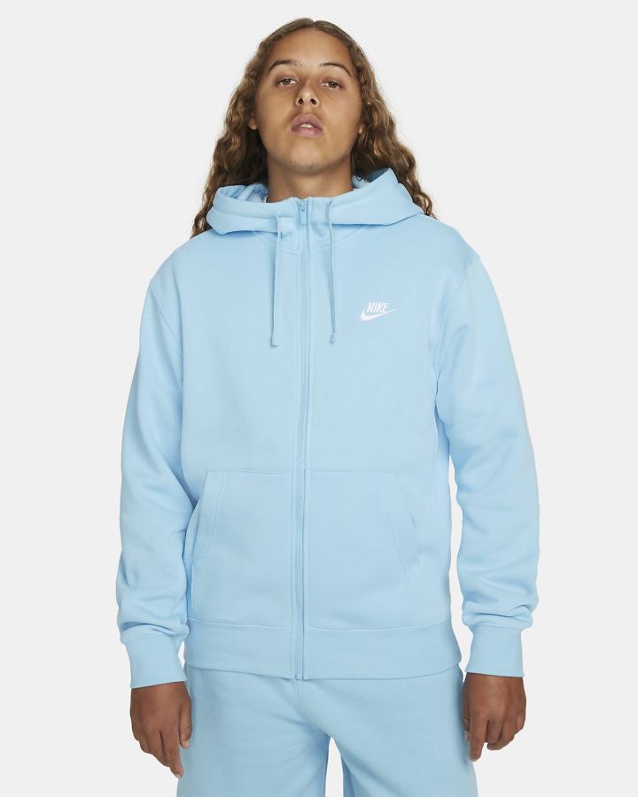 Nike Sportswear Club Fleece Full-Zip Muške Majica S Kapuljačom Plave Bijele | HR-48619DGZK