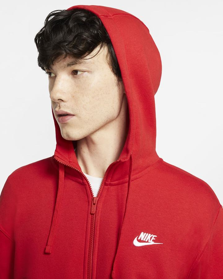 Nike Sportswear Club Fleece Full-Zip Muške Majica S Kapuljačom Crvene Bijele | HR-64085GWFD