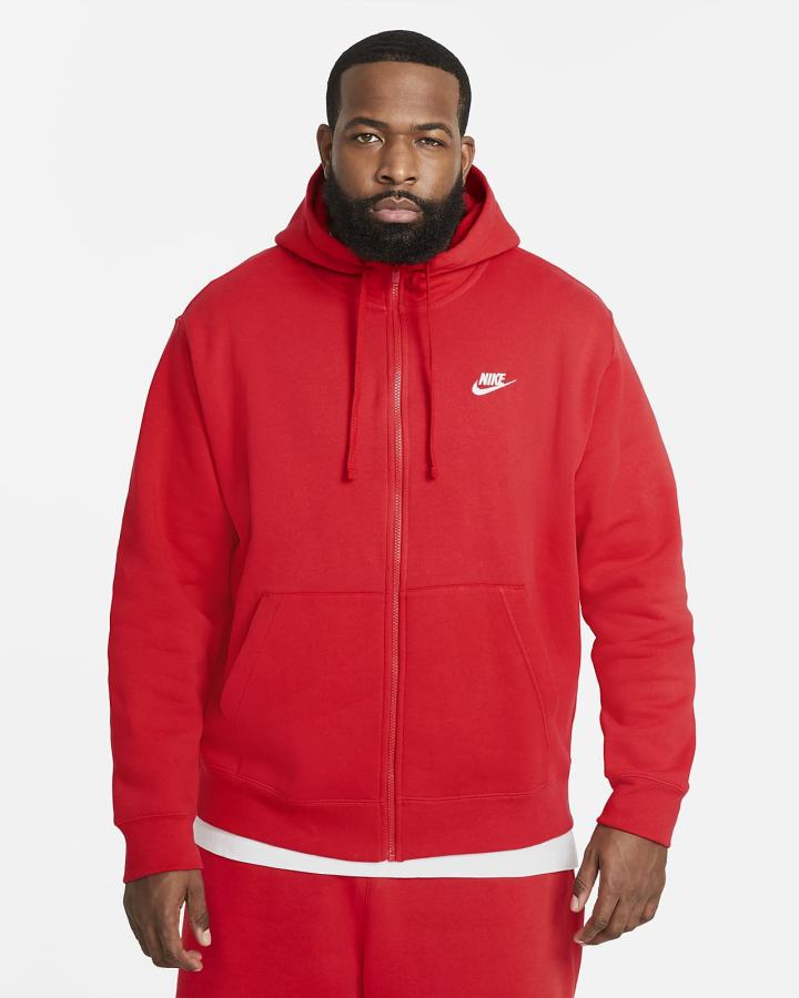 Nike Sportswear Club Fleece Full-Zip Muške Majica S Kapuljačom Crvene Bijele | HR-64085GWFD