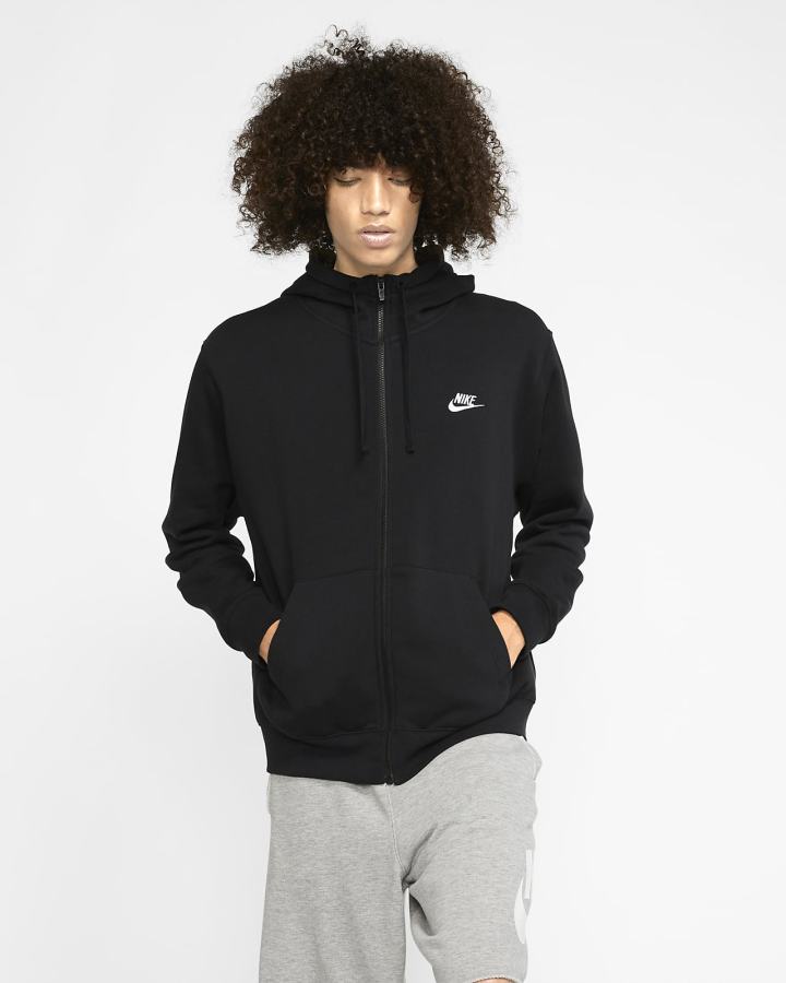 Nike Sportswear Club Fleece Full-Zip Muške Majica S Kapuljačom Crne Bijele | HR-74259WXBV