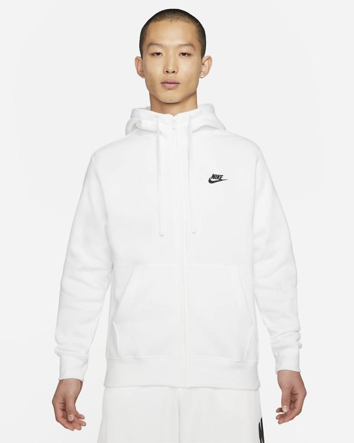 Nike Sportswear Club Fleece Full-Zip Muške Majica S Kapuljačom Bijele Crne | HR-78259VPJB