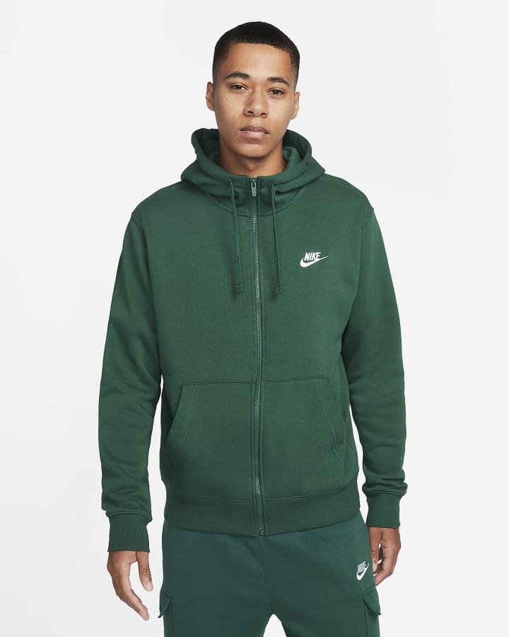 Nike Sportswear Club Fleece Full-Zip Muške Majica S Kapuljačom Zelene Bijele | HR-90427JTMP