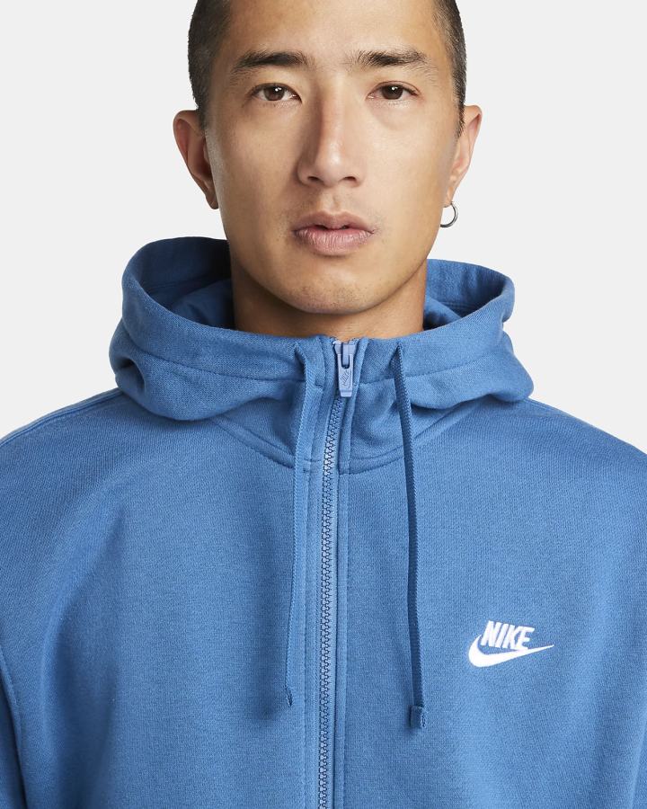 Nike Sportswear Club Fleece Full-Zip Muške Majica S Kapuljačom Tamno Plave Bijele | HR-90435HYFS