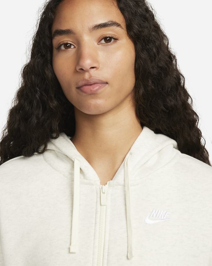 Nike Sportswear Club Fleece Full-Zip Ženske Majica S Kapuljačom Bež Bijele | HR-64890LKSG