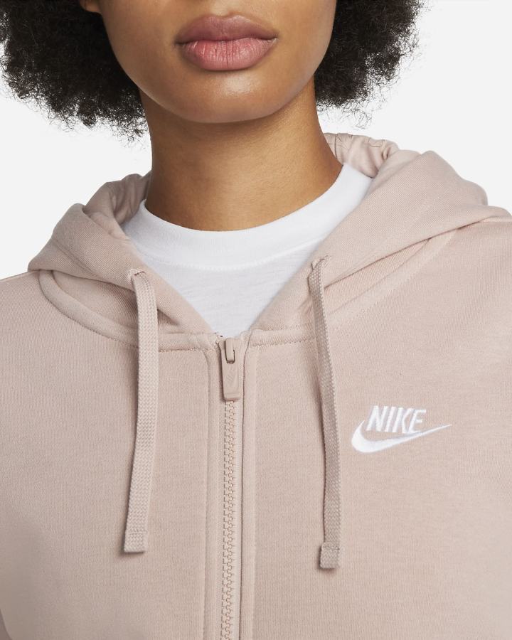 Nike Sportswear Club Fleece Full-Zip Ženske Majica S Kapuljačom Roze Bijele | HR-65482GRXP