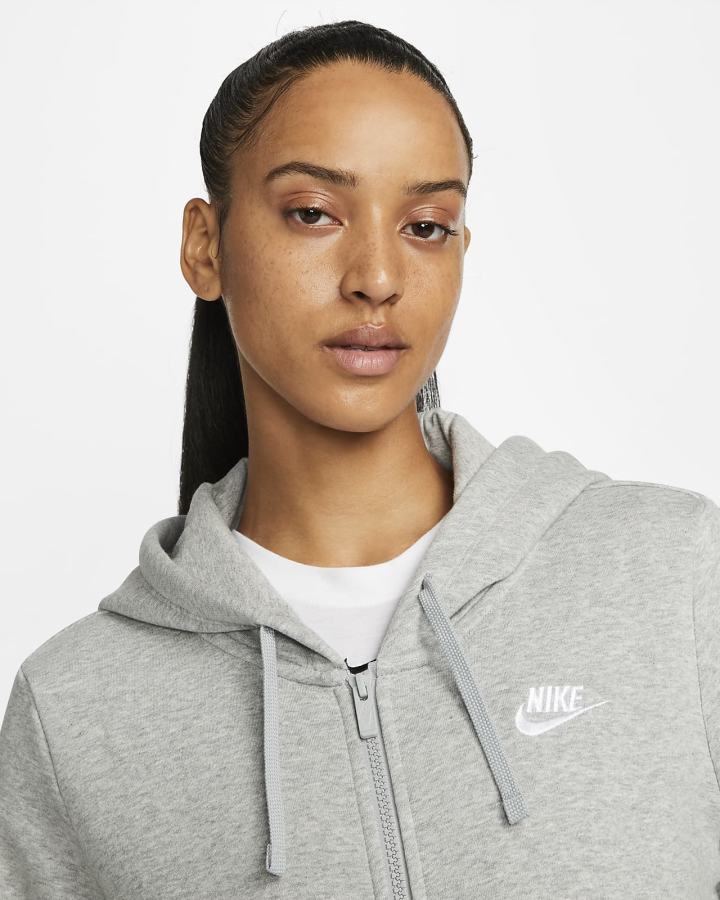 Nike Sportswear Club Fleece Full-Zip Ženske Majica S Kapuljačom Tamno Sive Bijele | HR-68029ULXV