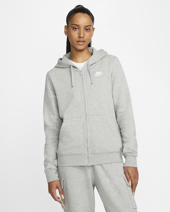 Nike Sportswear Club Fleece Full-Zip Ženske Majica S Kapuljačom Tamno Sive Bijele | HR-68029ULXV