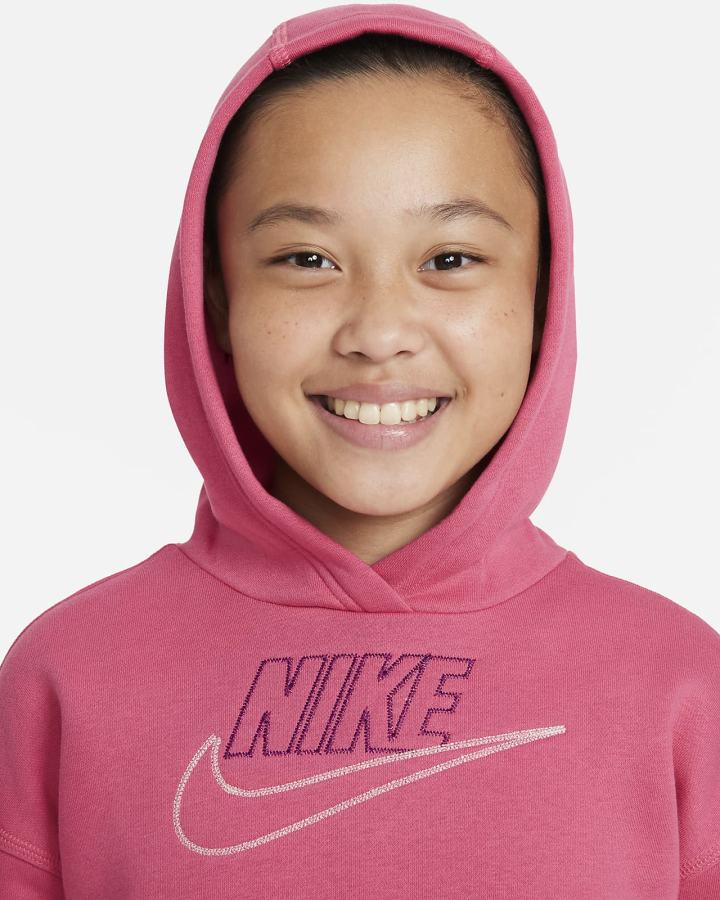 Nike Sportswear Club Fleece Icon Clash Kids Za Djevojčice Majica S Kapuljačom Roze Bordo | HR-75396TWXJ