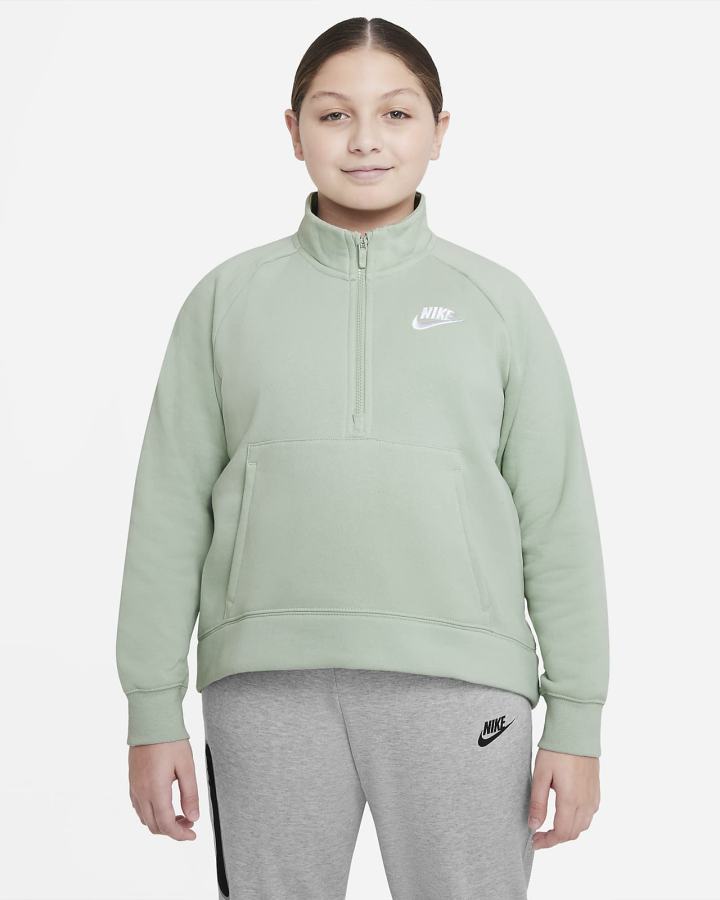 Nike Sportswear Club Fleece Kids 1/2-Zip (Extended Size) Za Djevojčice Pulover Bijele | HR-08923QOTK