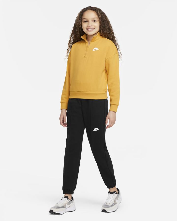 Nike Sportswear Club Fleece Kids 1/2-Zip Top Za Djevojčice Pulover Žute Bijele | HR-09823VIAX