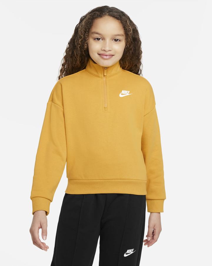 Nike Sportswear Club Fleece Kids 1/2-Zip Top Za Djevojčice Pulover Žute Bijele | HR-09823VIAX