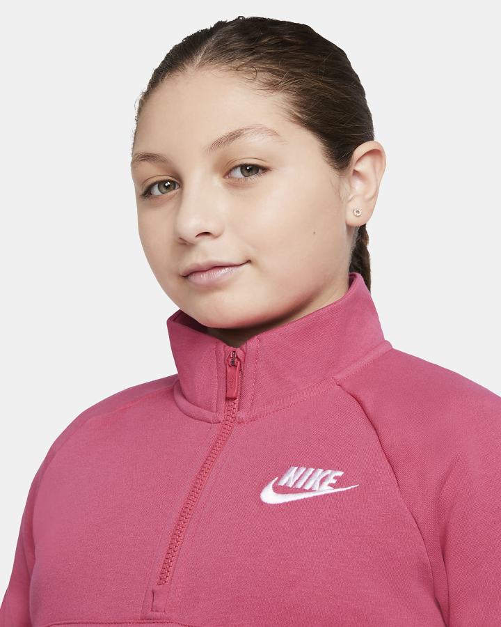 Nike Sportswear Club Fleece Kids 1/2-Zip (Extended Size) Za Djevojčice Pulover Roze Bijele | HR-48016QYTO