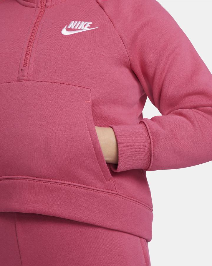 Nike Sportswear Club Fleece Kids 1/2-Zip (Extended Size) Za Djevojčice Pulover Roze Bijele | HR-48016QYTO