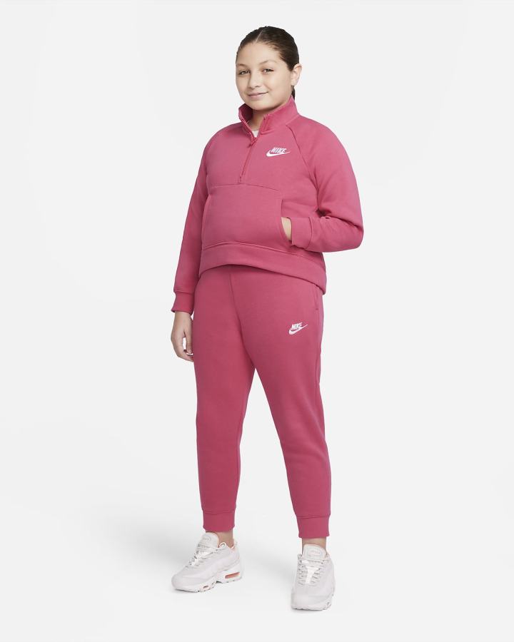 Nike Sportswear Club Fleece Kids 1/2-Zip (Extended Size) Za Djevojčice Pulover Roze Bijele | HR-48016QYTO