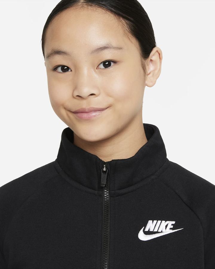 Nike Sportswear Club Fleece Kids 1/2-Zip (Extended Size) Za Djevojčice Pulover Crne Bijele | HR-61254EFJO