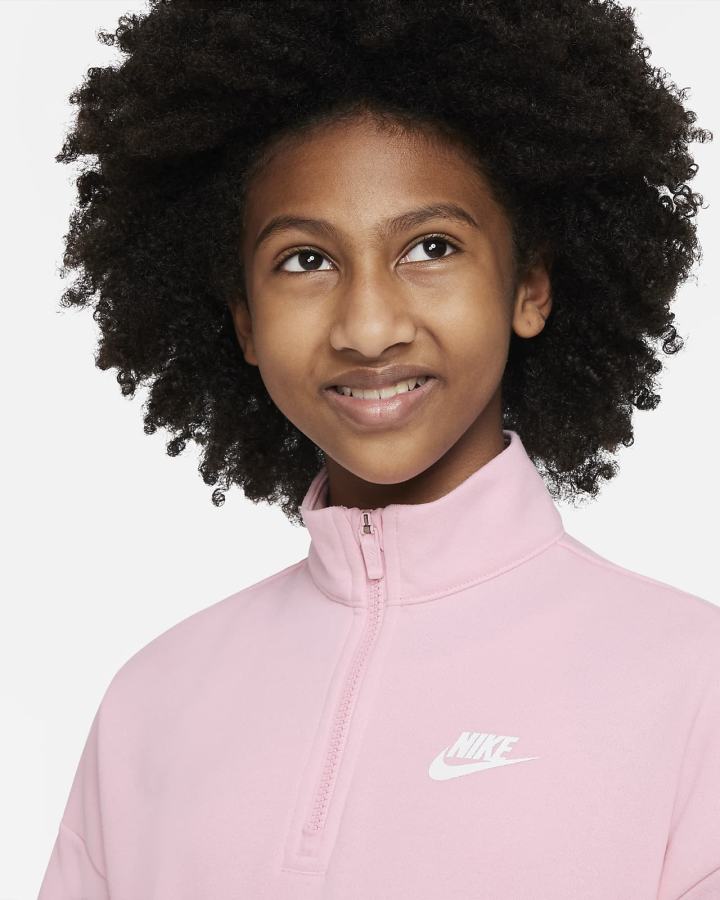 Nike Sportswear Club Fleece Kids 1/2-Zip Top Za Djevojčice Pulover Roze Bijele | HR-71385PDJZ