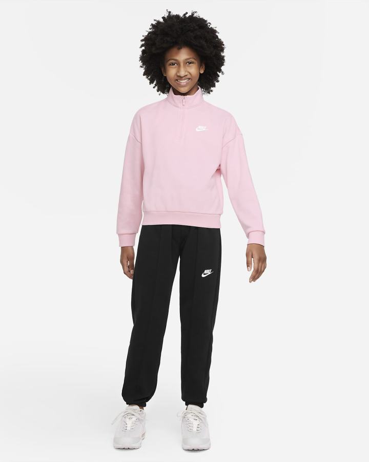 Nike Sportswear Club Fleece Kids 1/2-Zip Top Za Djevojčice Pulover Roze Bijele | HR-71385PDJZ