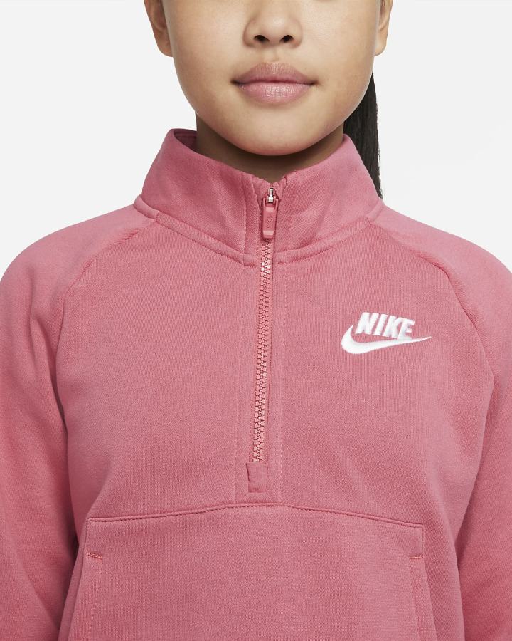 Nike Sportswear Club Fleece Kids 1/2-Zip (Extended Size) Za Djevojčice Pulover Roze Bijele | HR-76093LIPX