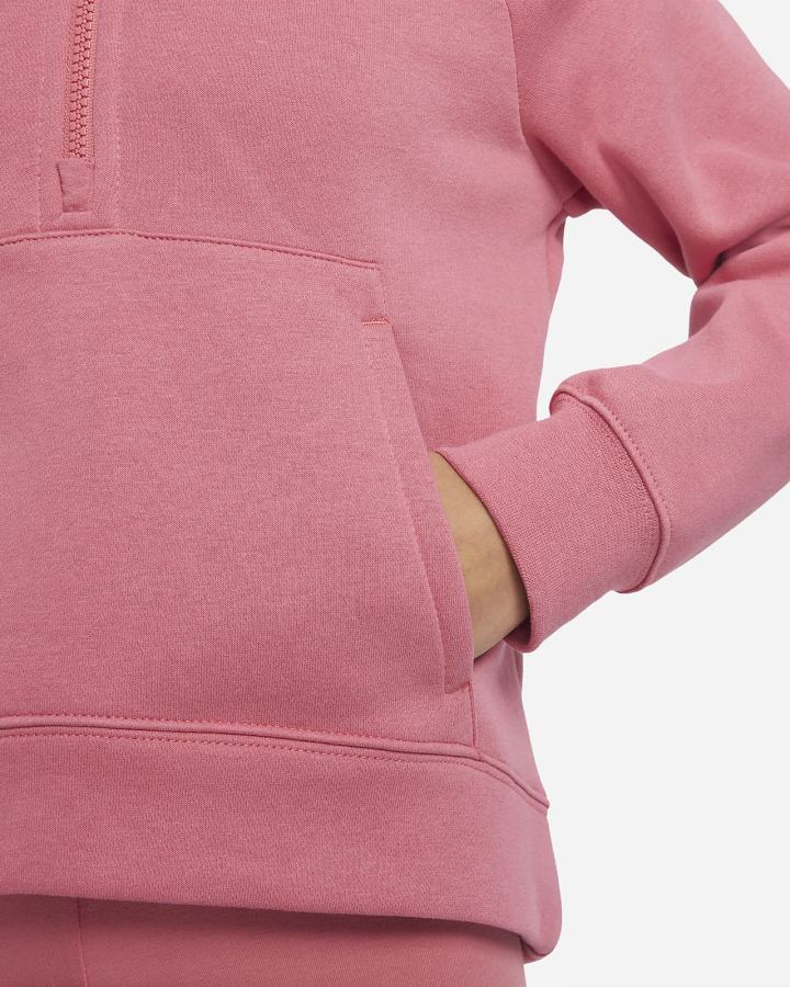 Nike Sportswear Club Fleece Kids 1/2-Zip (Extended Size) Za Djevojčice Pulover Roze Bijele | HR-76093LIPX