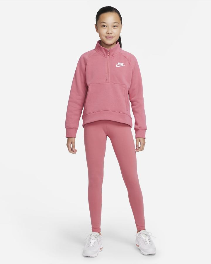 Nike Sportswear Club Fleece Kids 1/2-Zip (Extended Size) Za Djevojčice Pulover Roze Bijele | HR-76093LIPX