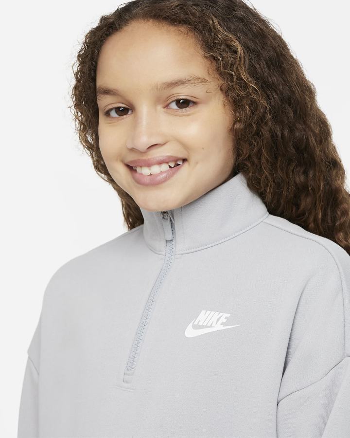 Nike Sportswear Club Fleece Kids 1/2-Zip Top Za Djevojčice Pulover Svijetlo Sive Bijele | HR-93150NEGW