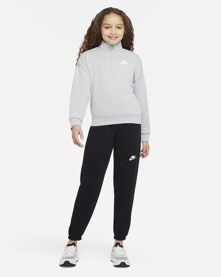 Nike Sportswear Club Fleece Kids 1/2-Zip Top Za Djevojčice Pulover Svijetlo Sive Bijele | HR-93150NEGW