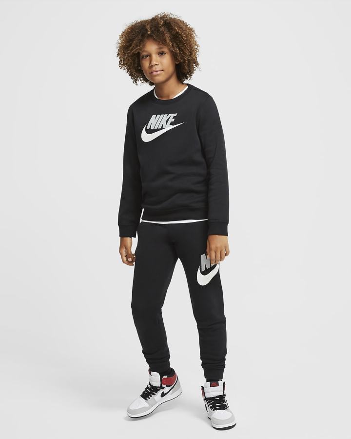 Nike Sportswear Club Fleece Kids Crew (Extended Size) Za Dječake Dukserice Crne | HR-23975XKWZ