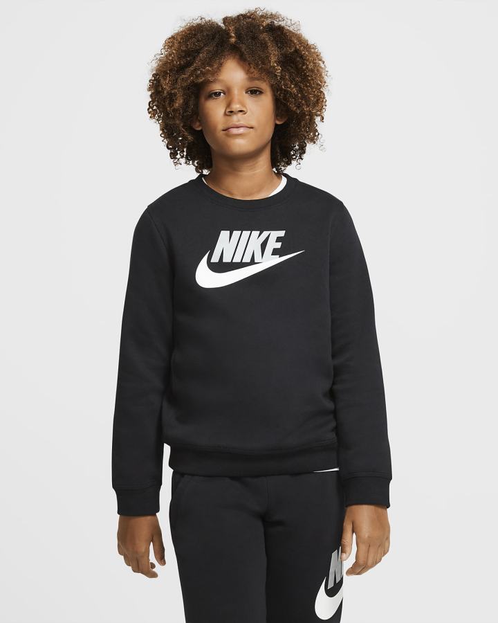 Nike Sportswear Club Fleece Kids Crew (Extended Size) Za Dječake Dukserice Crne | HR-23975XKWZ