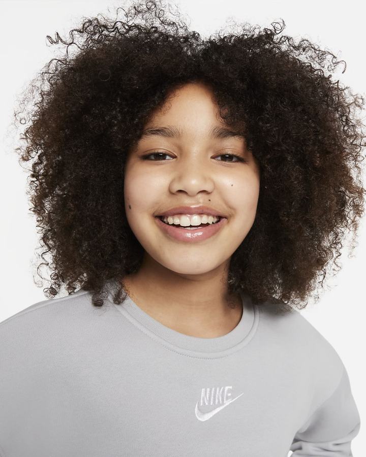 Nike Sportswear Club Fleece Kids Crew (Extended Size) Za Djevojčice Dukserice Svijetlo Sive Bijele | HR-53876ZRHT