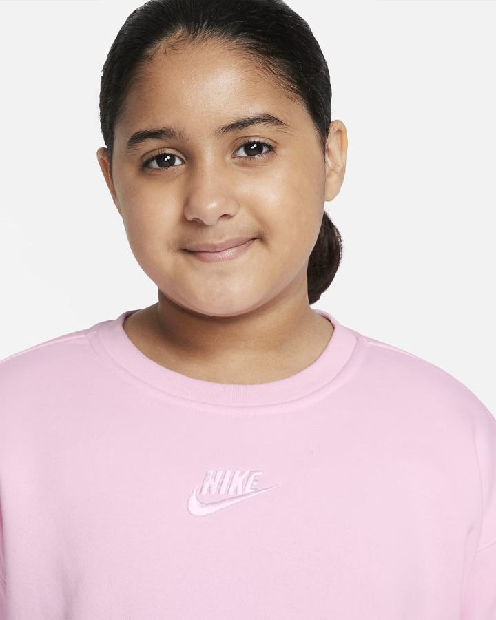 Nike Sportswear Club Fleece Kids Crew (Extended Size) Za Djevojčice Dukserice Roze Bijele | HR-69854AUSN