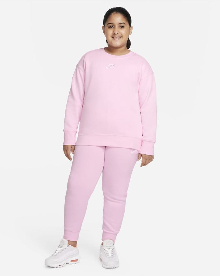 Nike Sportswear Club Fleece Kids Crew (Extended Size) Za Djevojčice Dukserice Roze Bijele | HR-69854AUSN