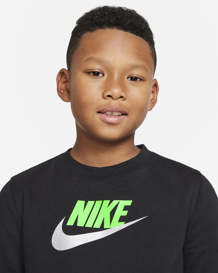 Nike Sportswear Club Fleece Kids Crew (Extended Size) Za Dječake Dukserice Crne Zelene | HR-76239TXNH