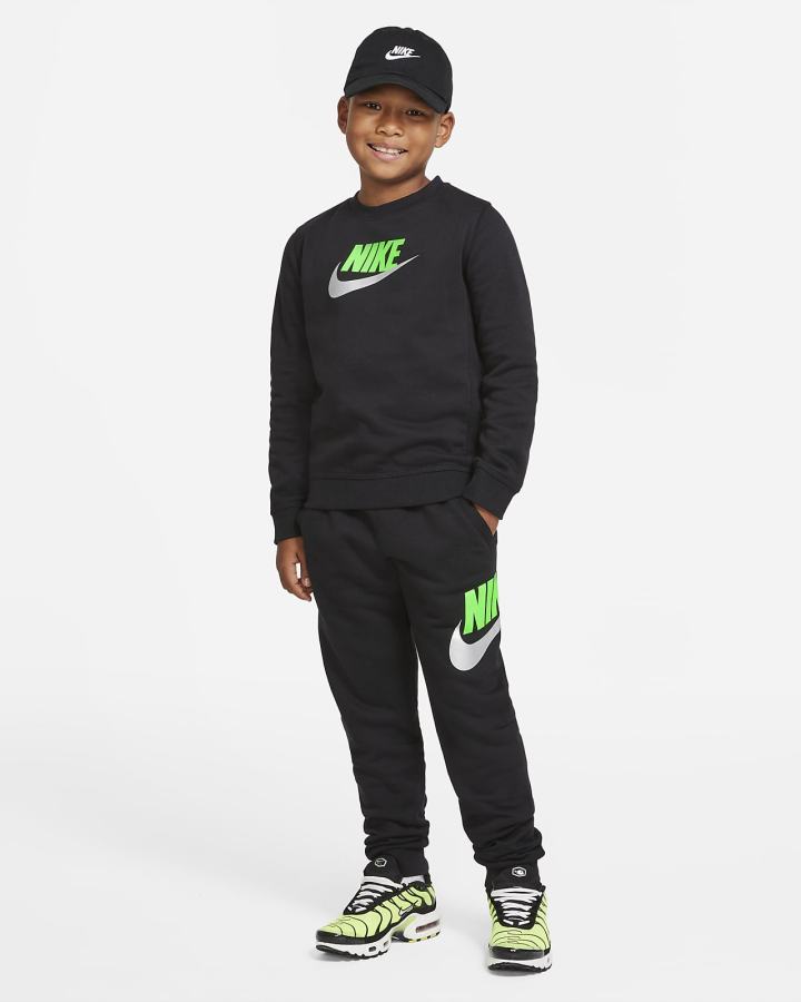 Nike Sportswear Club Fleece Kids Crew (Extended Size) Za Dječake Dukserice Crne Zelene | HR-76239TXNH