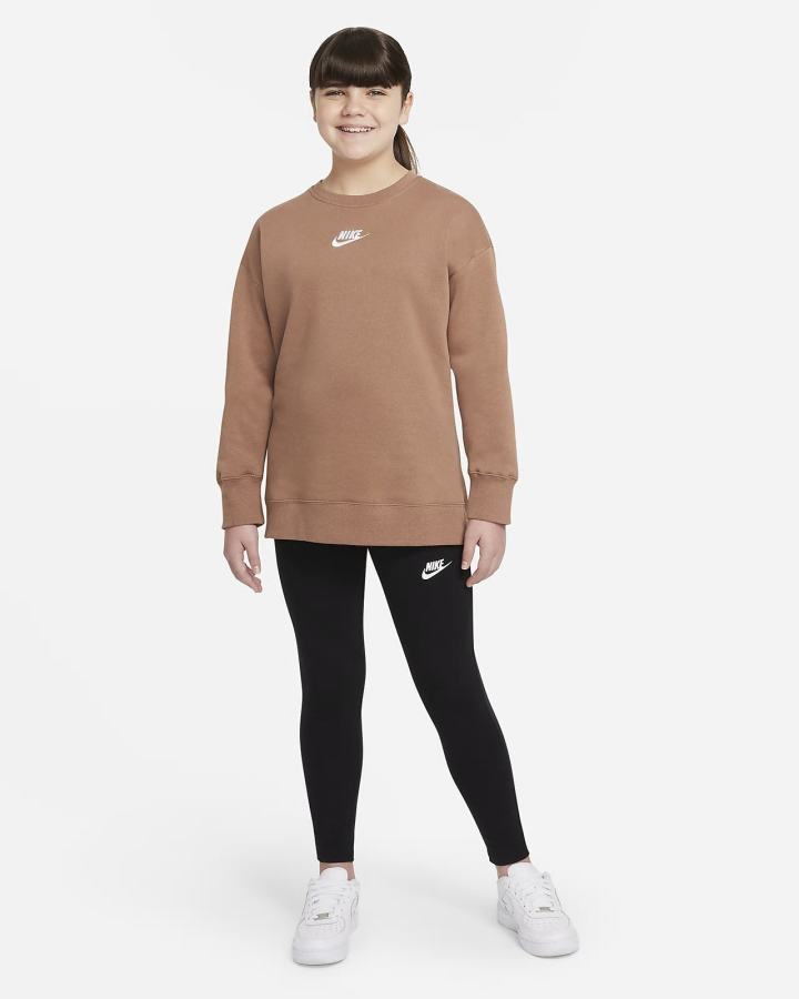 Nike Sportswear Club Fleece Kids Crew (Extended Size) Za Djevojčice Dukserice Smeđe Bijele | HR-84951MEAU