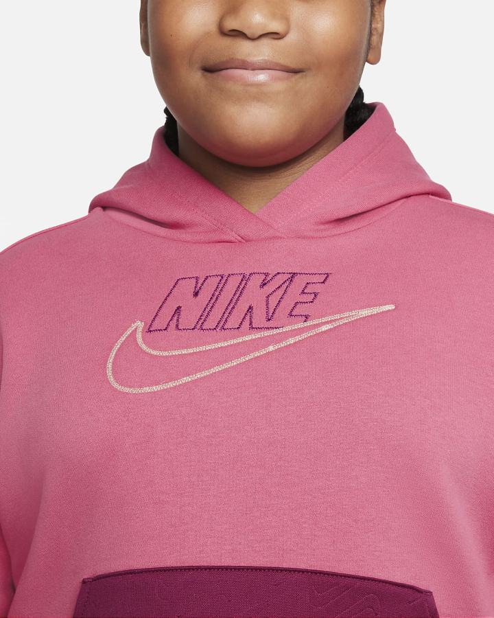 Nike Sportswear Club Fleece Kids (Extended Size) Za Djevojčice Majica S Kapuljačom Roze Bordo | HR-28396AEXN