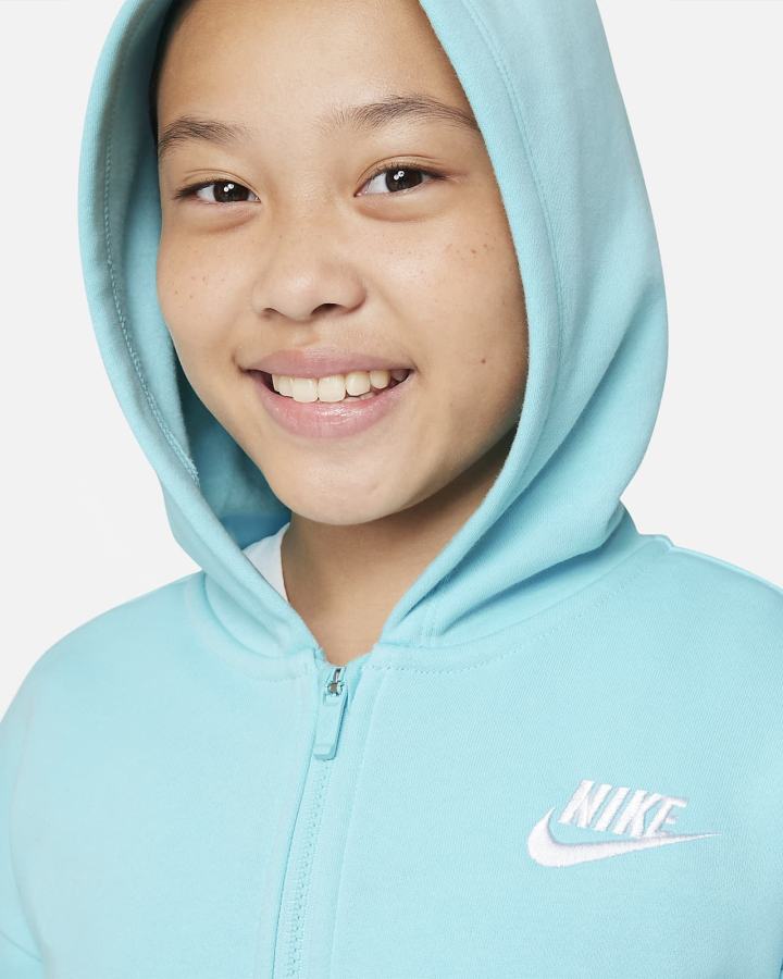 Nike Sportswear Club Fleece Kids Full-Zip Za Djevojčice Majica S Kapuljačom Bijele | HR-07246DVGN