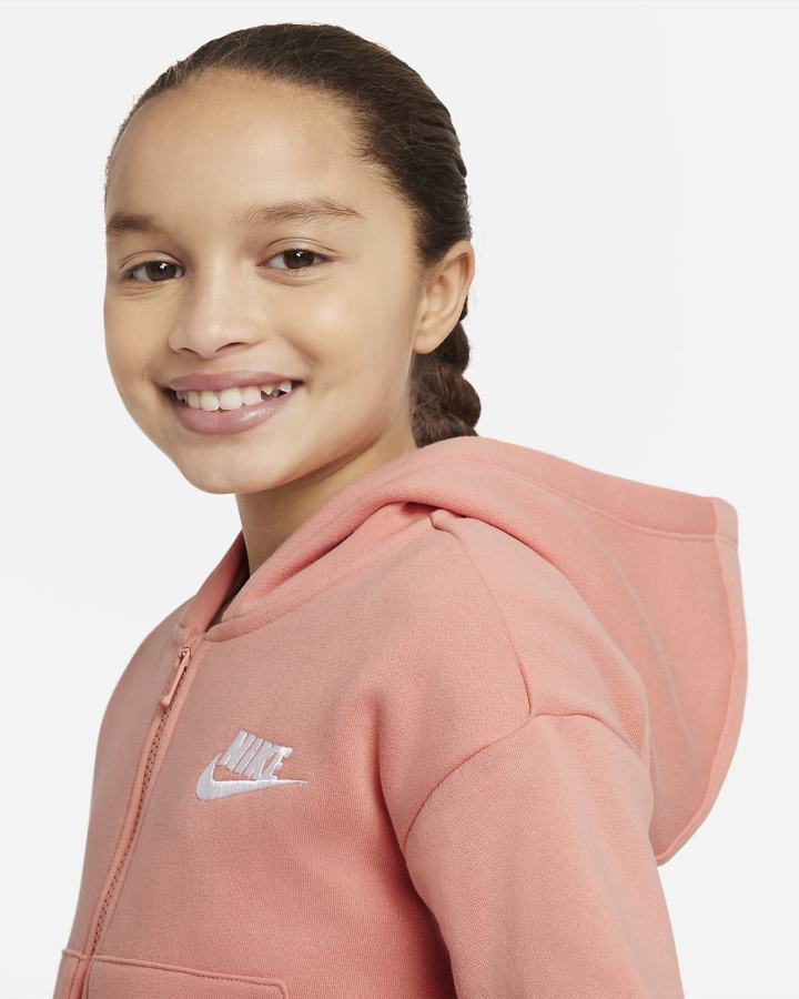 Nike Sportswear Club Fleece Kids Full-Zip Za Djevojčice Majica S Kapuljačom Bijele | HR-26975VQSP