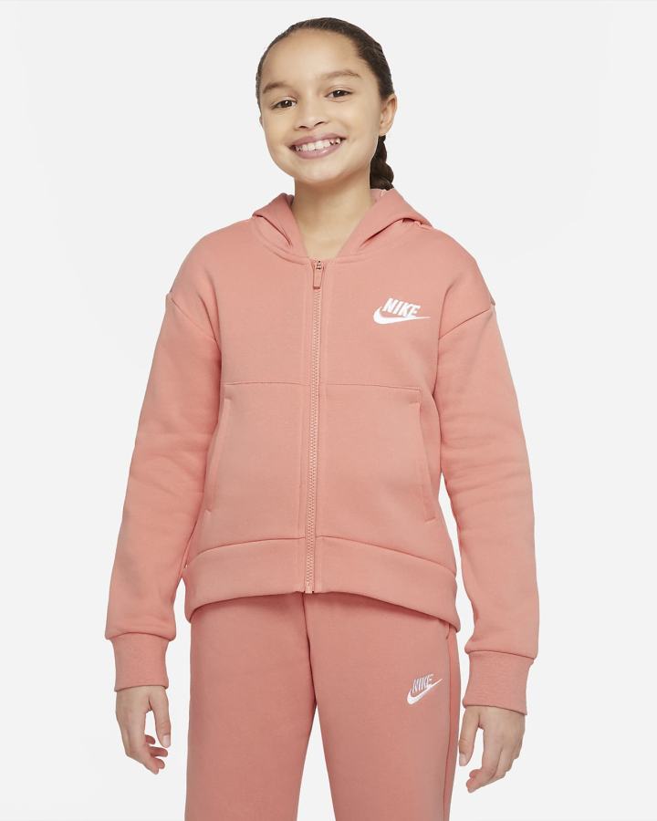 Nike Sportswear Club Fleece Kids Full-Zip Za Djevojčice Majica S Kapuljačom Bijele | HR-26975VQSP