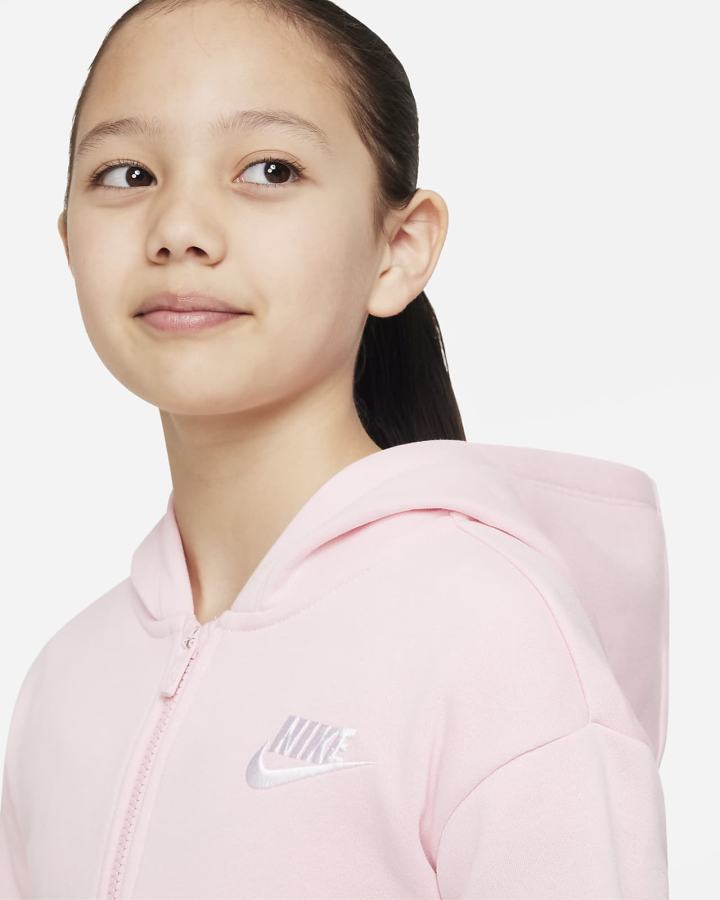 Nike Sportswear Club Fleece Kids Full-Zip Za Djevojčice Majica S Kapuljačom Roze Bijele | HR-36142IHQL