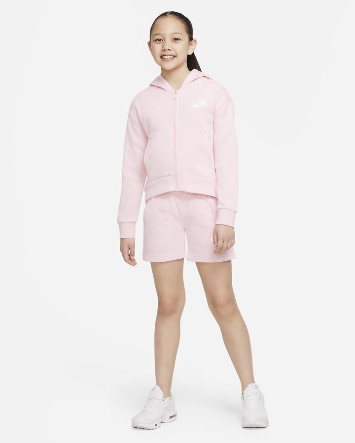 Nike Sportswear Club Fleece Kids Full-Zip Za Djevojčice Majica S Kapuljačom Roze Bijele | HR-36142IHQL