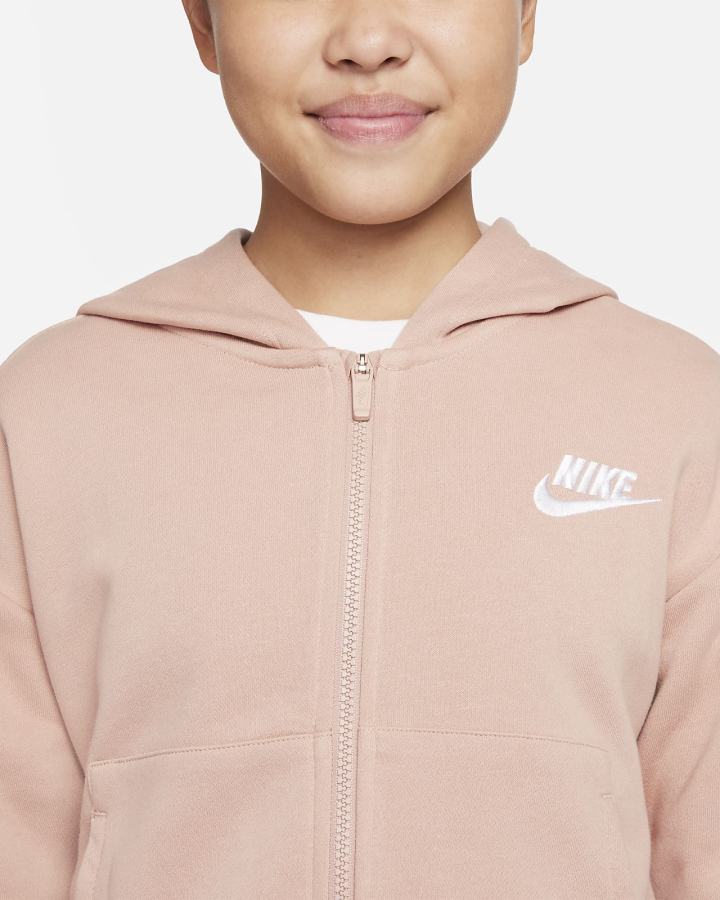 Nike Sportswear Club Fleece Kids Full-Zip Za Djevojčice Majica S Kapuljačom Roze Bijele | HR-38274WBFT