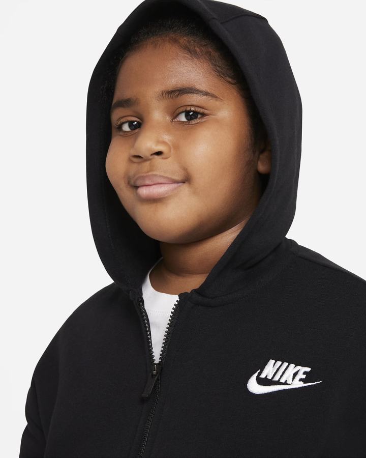 Nike Sportswear Club Fleece Kids Full-Zip Za Djevojčice Majica S Kapuljačom Crne Bijele | HR-46372OTZY