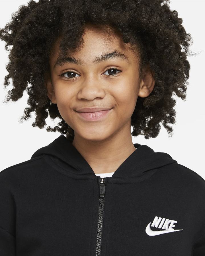 Nike Sportswear Club Fleece Kids Full-Zip Za Djevojčice Majica S Kapuljačom Crne Bijele | HR-65389AEIX