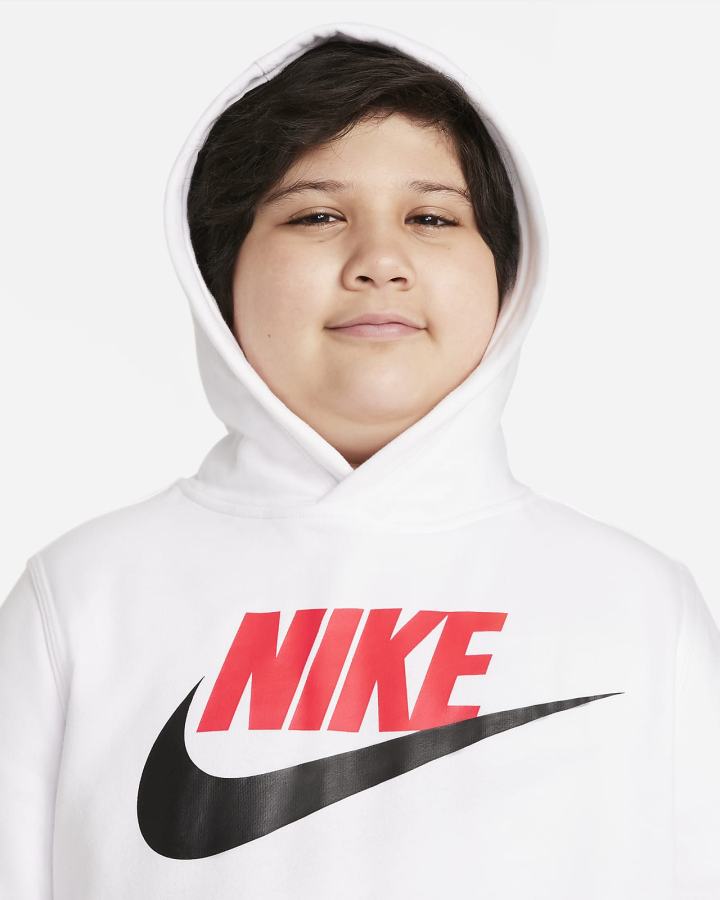 Nike Sportswear Club Fleece Kids Za Djevojčice Majica S Kapuljačom Bijele Svijetlo Crvene | HR-47695GSRN