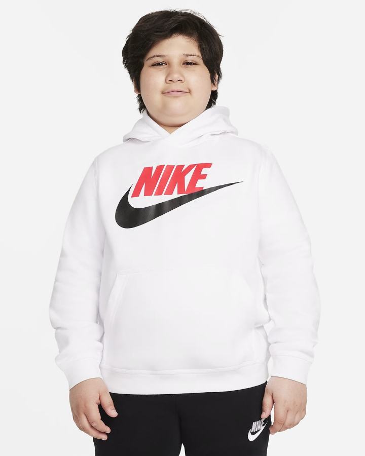 Nike Sportswear Club Fleece Kids Za Djevojčice Majica S Kapuljačom Bijele Svijetlo Crvene | HR-47695GSRN