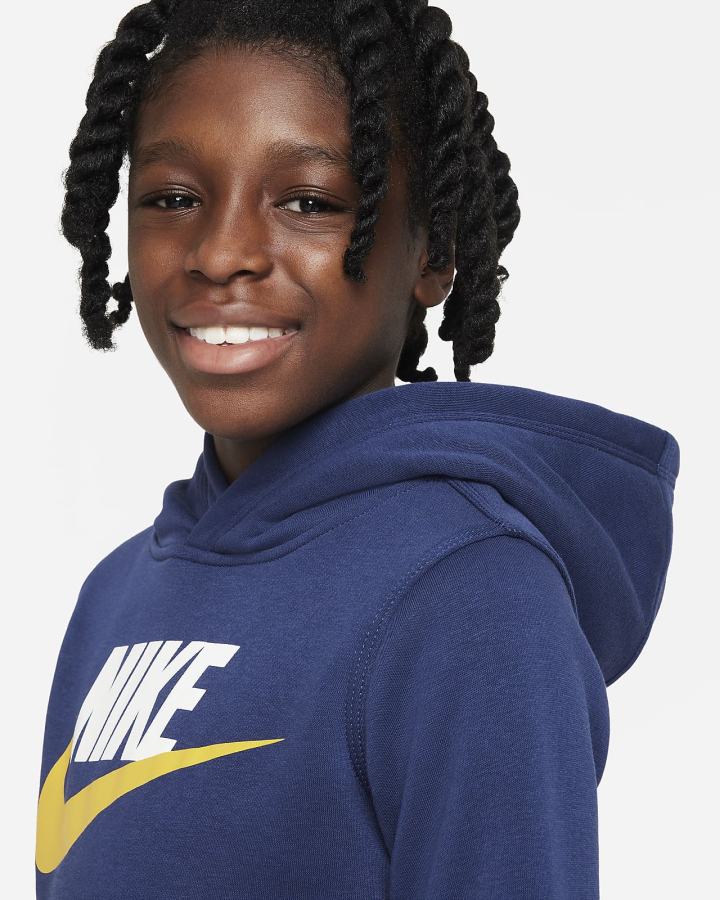 Nike Sportswear Club Fleece Kids Za Djevojčice Majica S Kapuljačom Tamnoplave Bijele | HR-81643RKLD