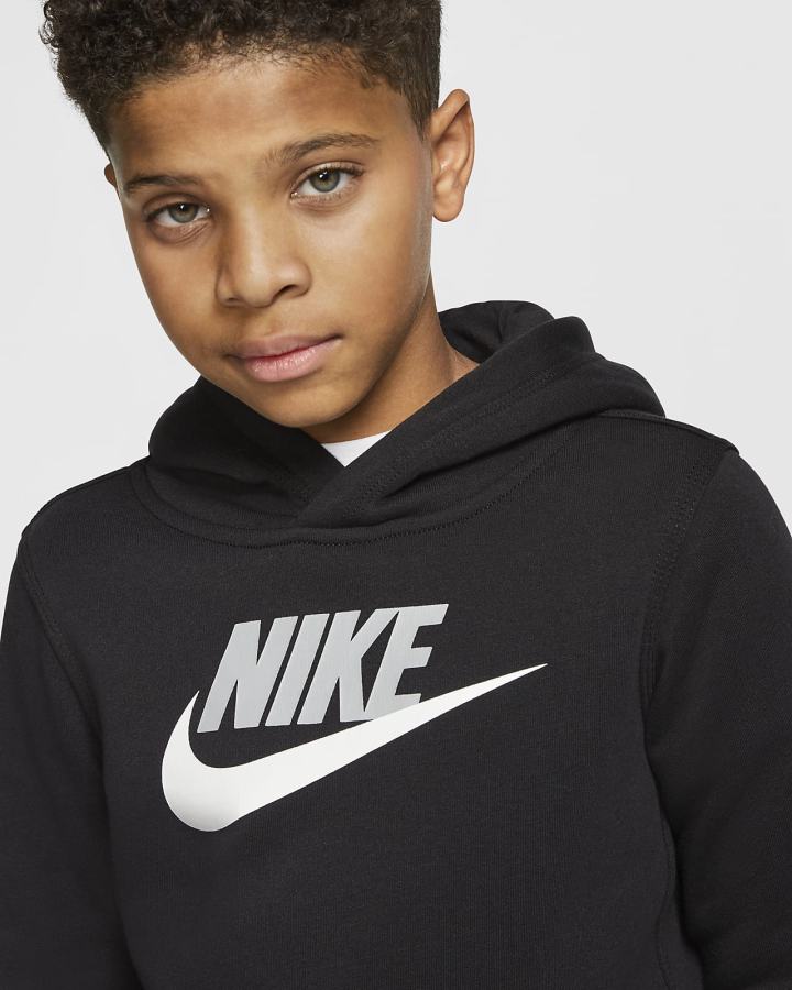 Nike Sportswear Club Fleece Kids Za Djevojčice Majica S Kapuljačom Crne Svijetlo Sive | HR-86495SCXR