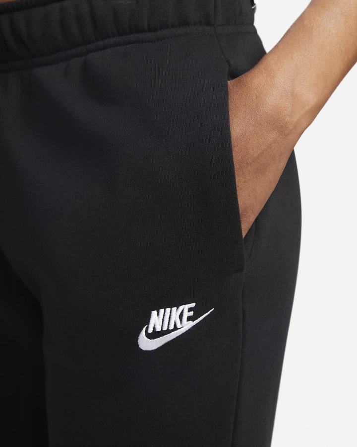 Nike Sportswear Club Fleece Mid-Rise Ženske Jogger Hlače Crne Bijele | HR-54138EDUH